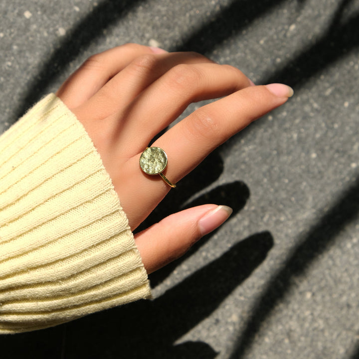 Gold Hammered Coin Ring