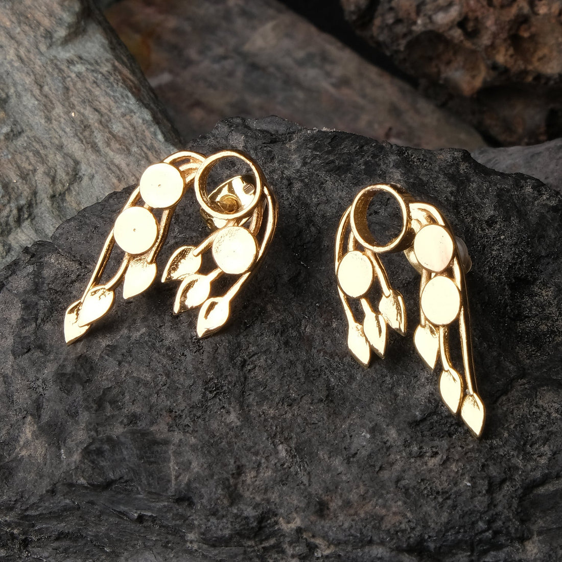 Gold Lotus Petal Stud Earrings