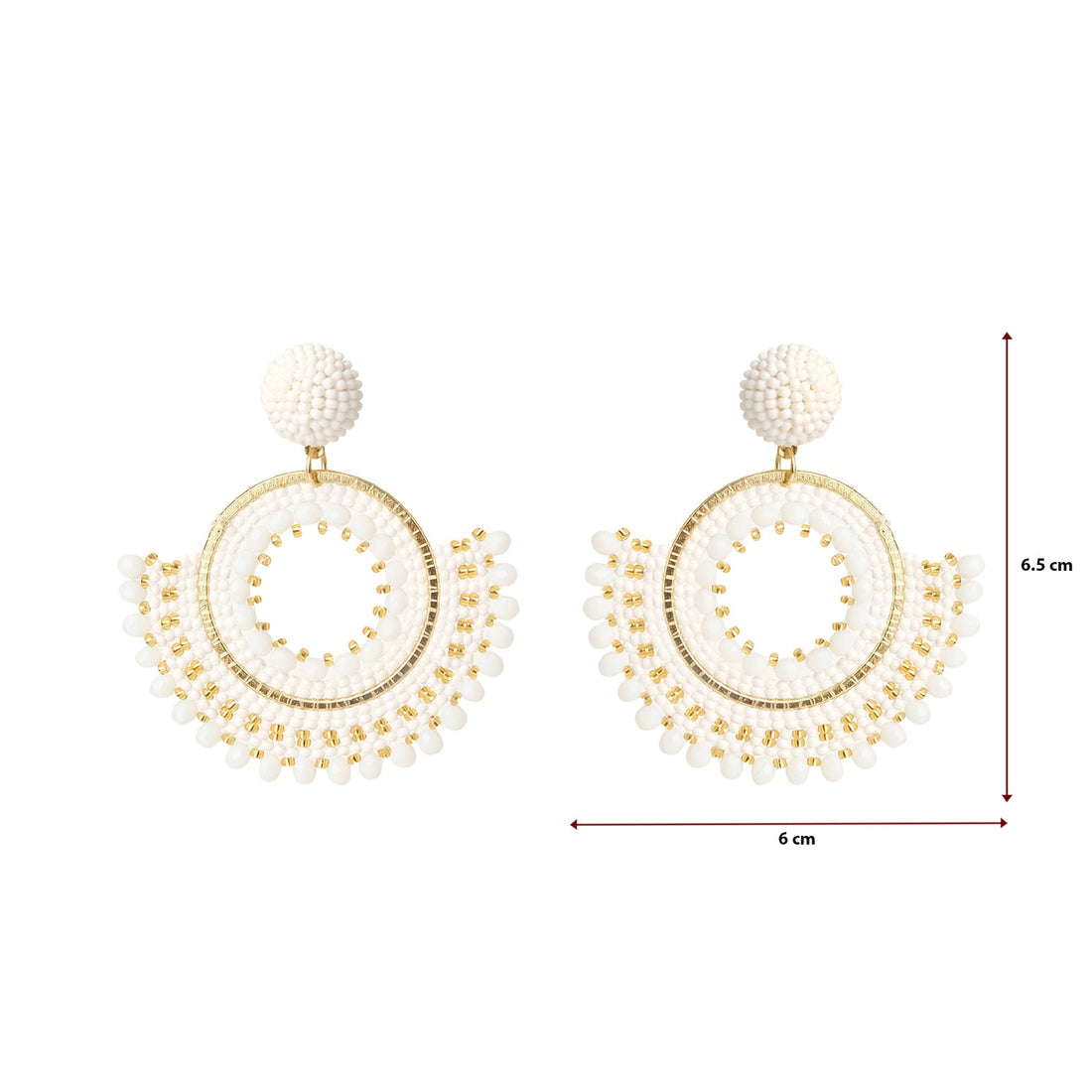 Gold Luster Pearl Beaded Round Earrings