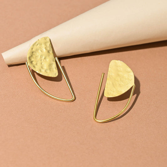 Gold Plated  Halfmoon Earrings with Matt Finish