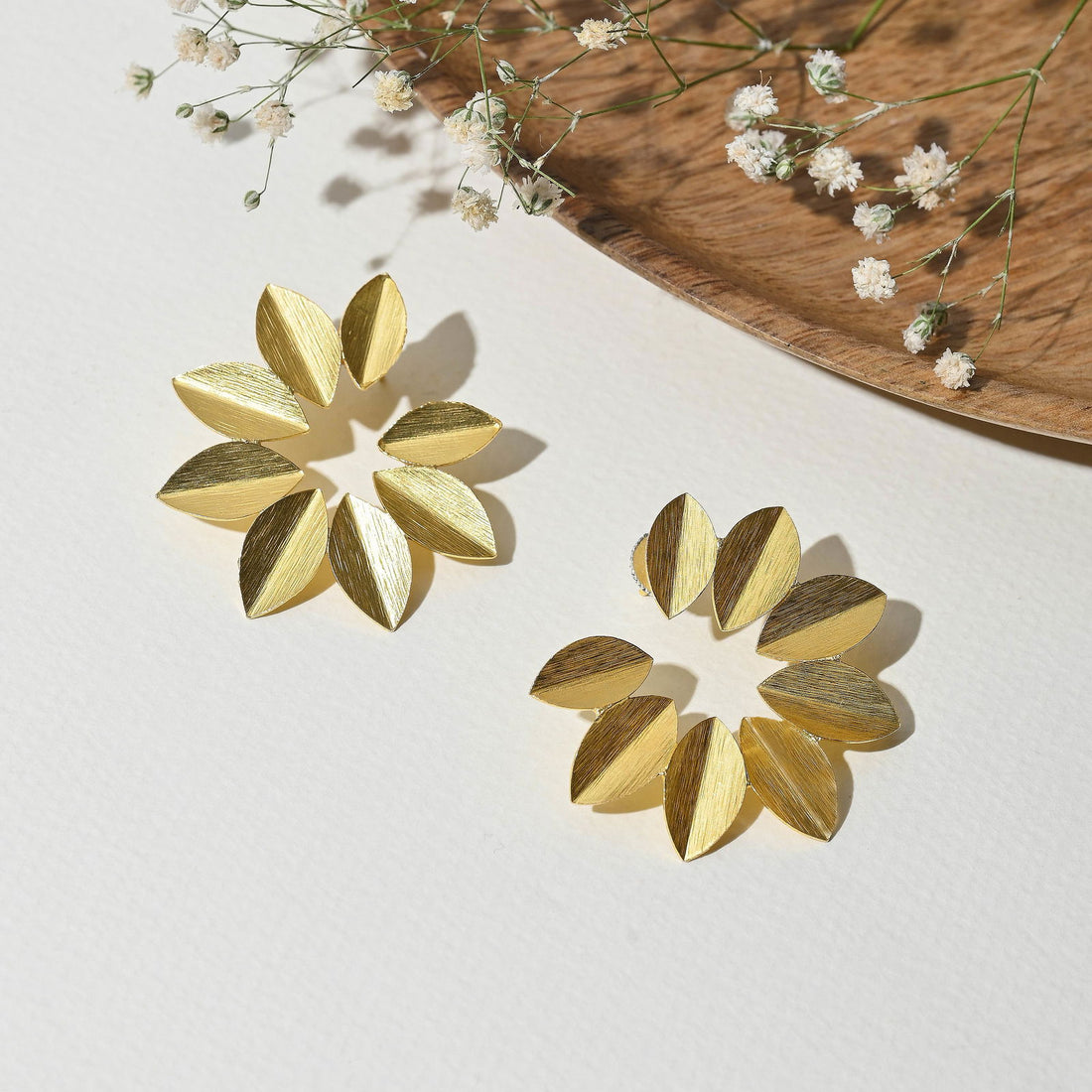 Gold Plated Luxe Bunch of Petals Earrings