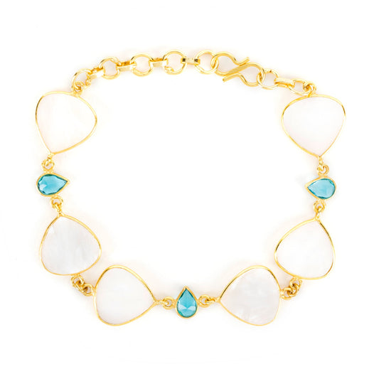 Gold Plated Mother of Pearl String Bracelet.