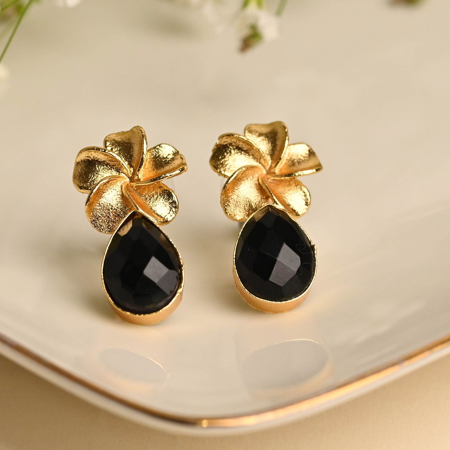 Gold Plated Sapphire Earrings