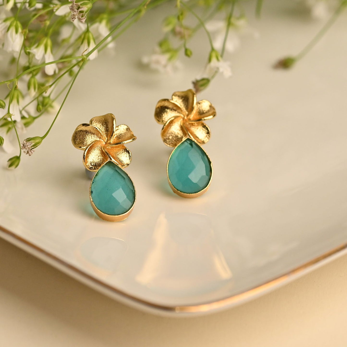 Gold Plated Sapphire Earrings