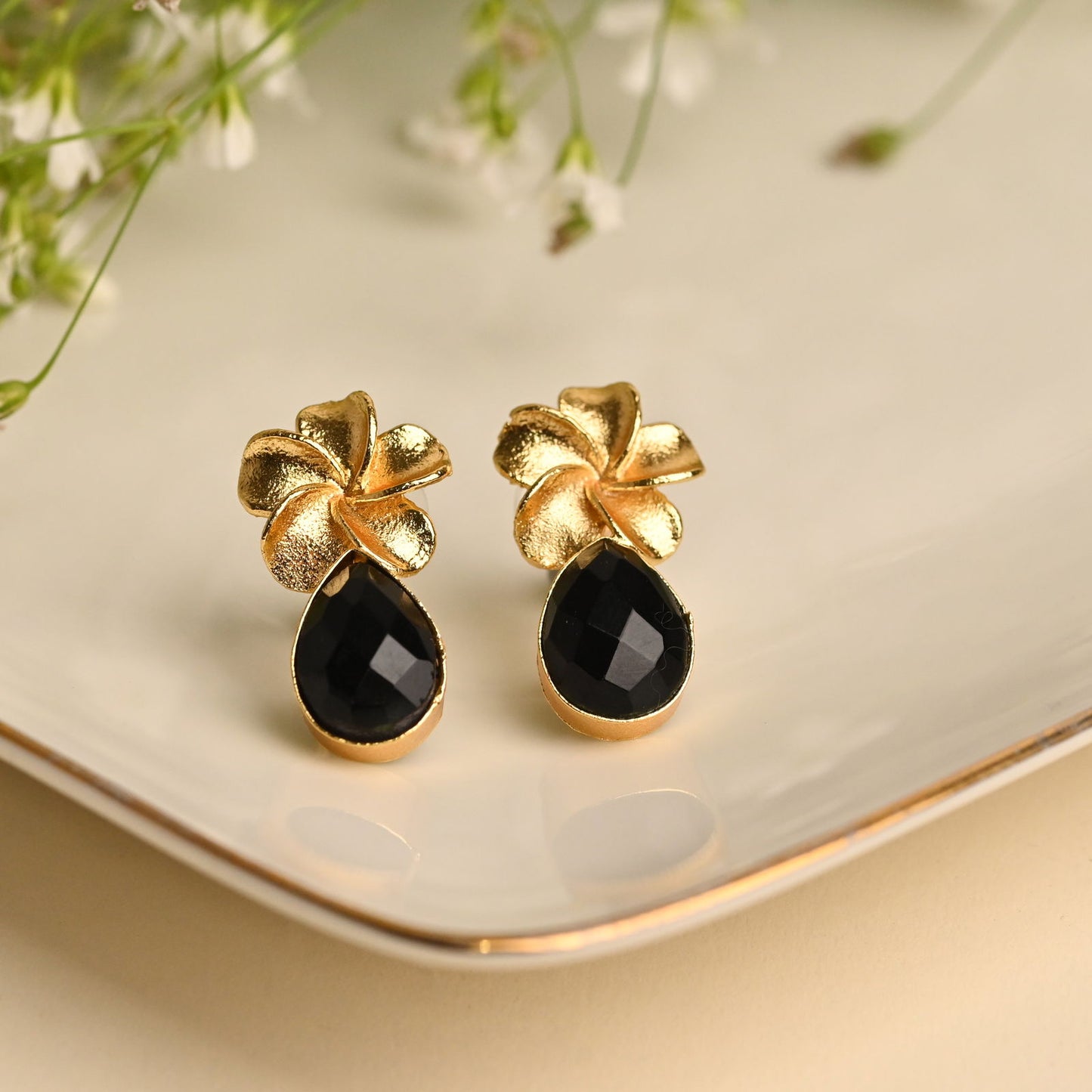 Gold Plated Sapphire Earrings