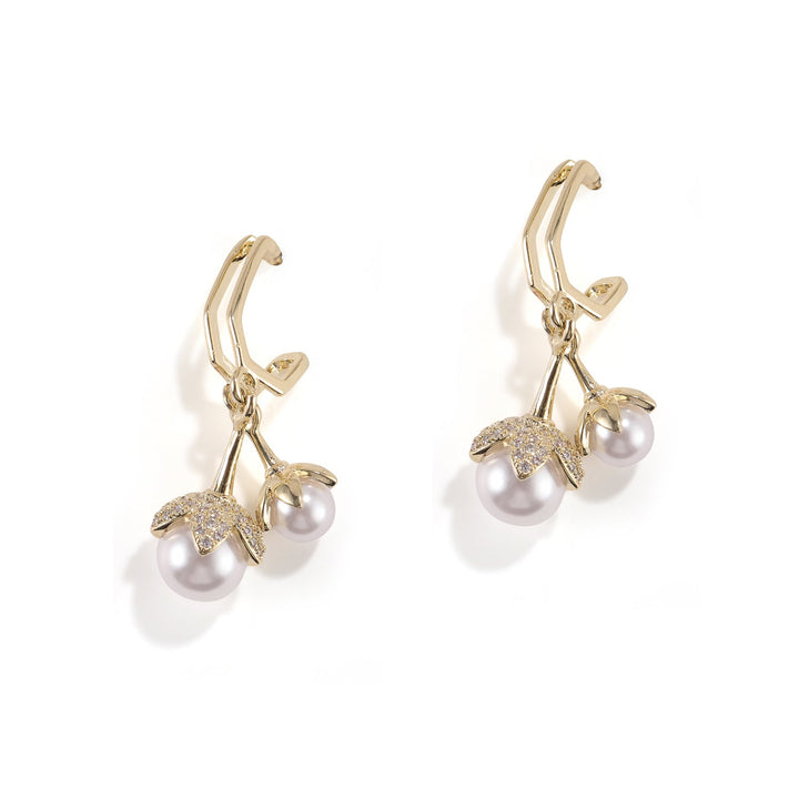 Gold Plated Statement Earrings with Pearls