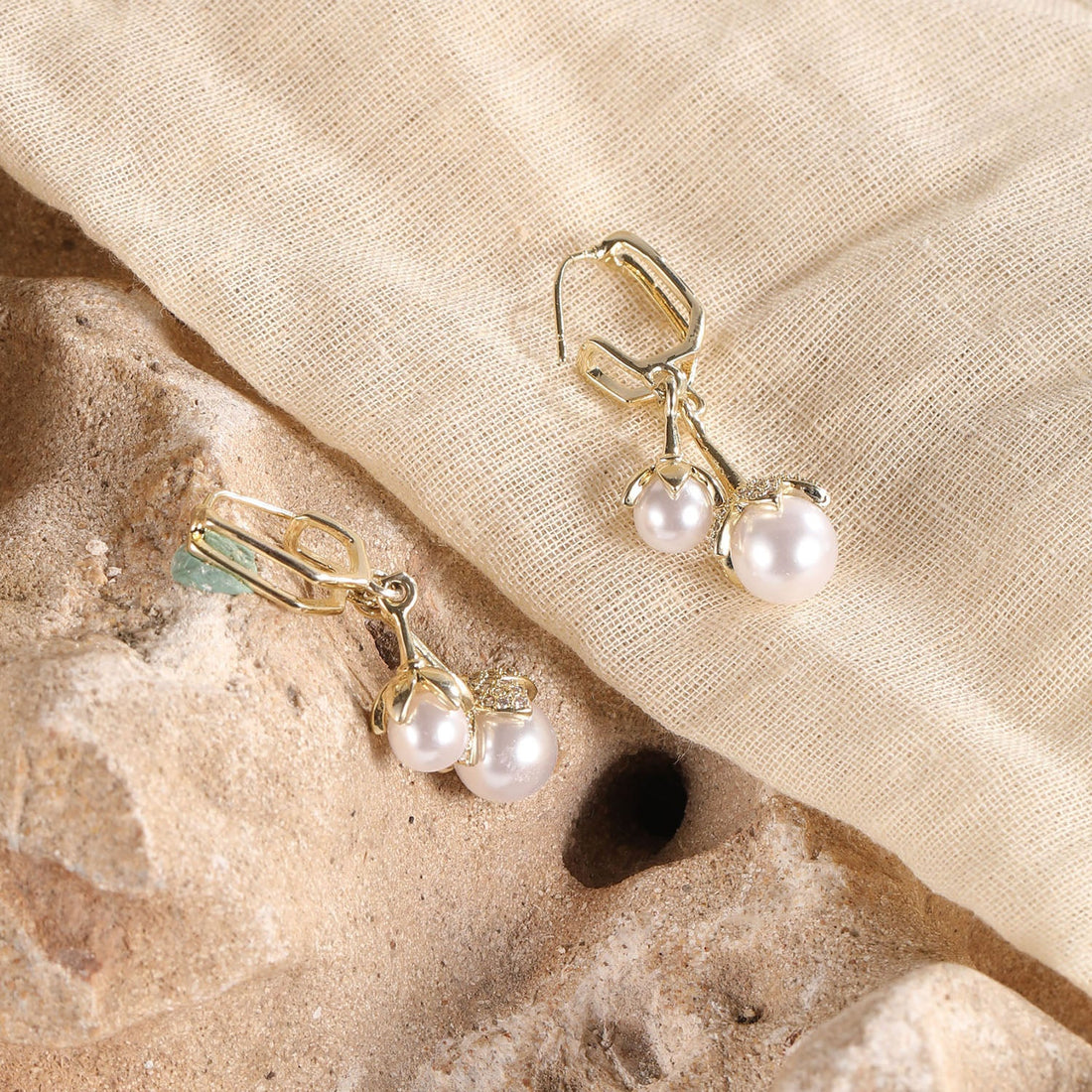 Gold Plated Statement Earrings with Pearls