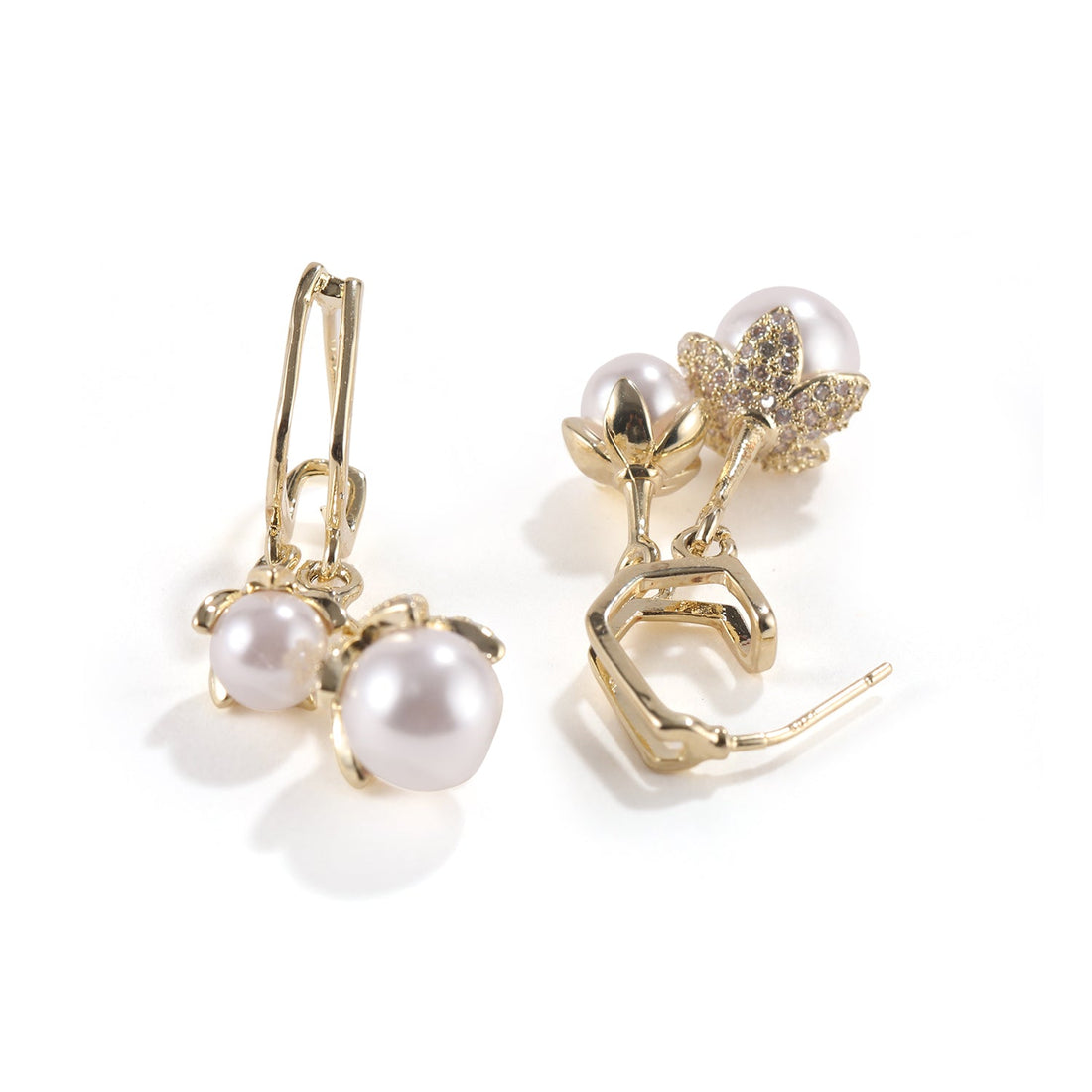 Gold Plated Statement Earrings with Pearls