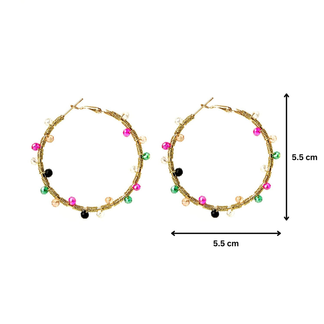 Gold Spectrum Multi Beaded Hoops Earrings