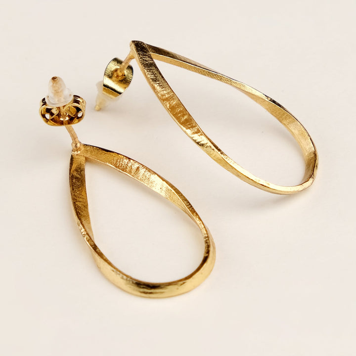 Gold Tear Drop Hoop Earrings