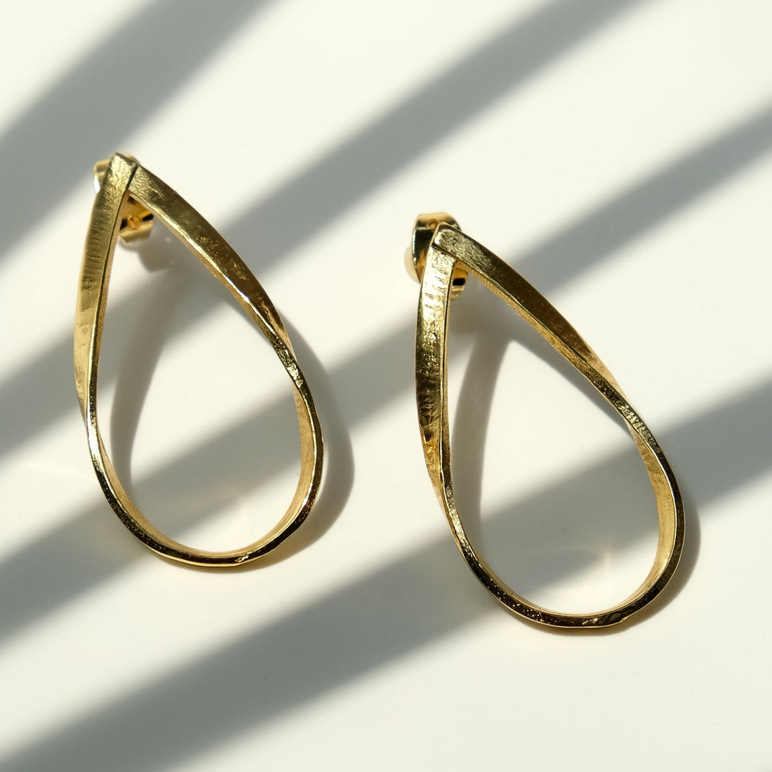 Gold Tear Drop Hoop Earrings