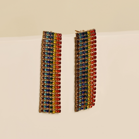 Gold Toned Rainbow Earrings