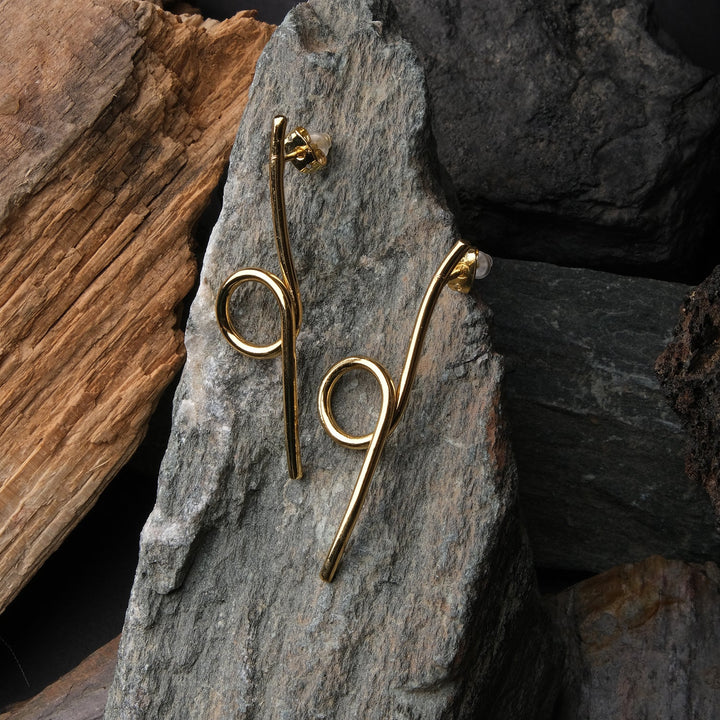 Gold Twisted Drop Earrings