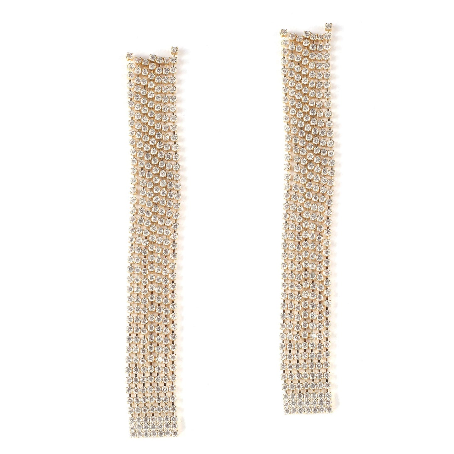 Gold and American Diamond Sparkling Shoulder Length Party Earrings