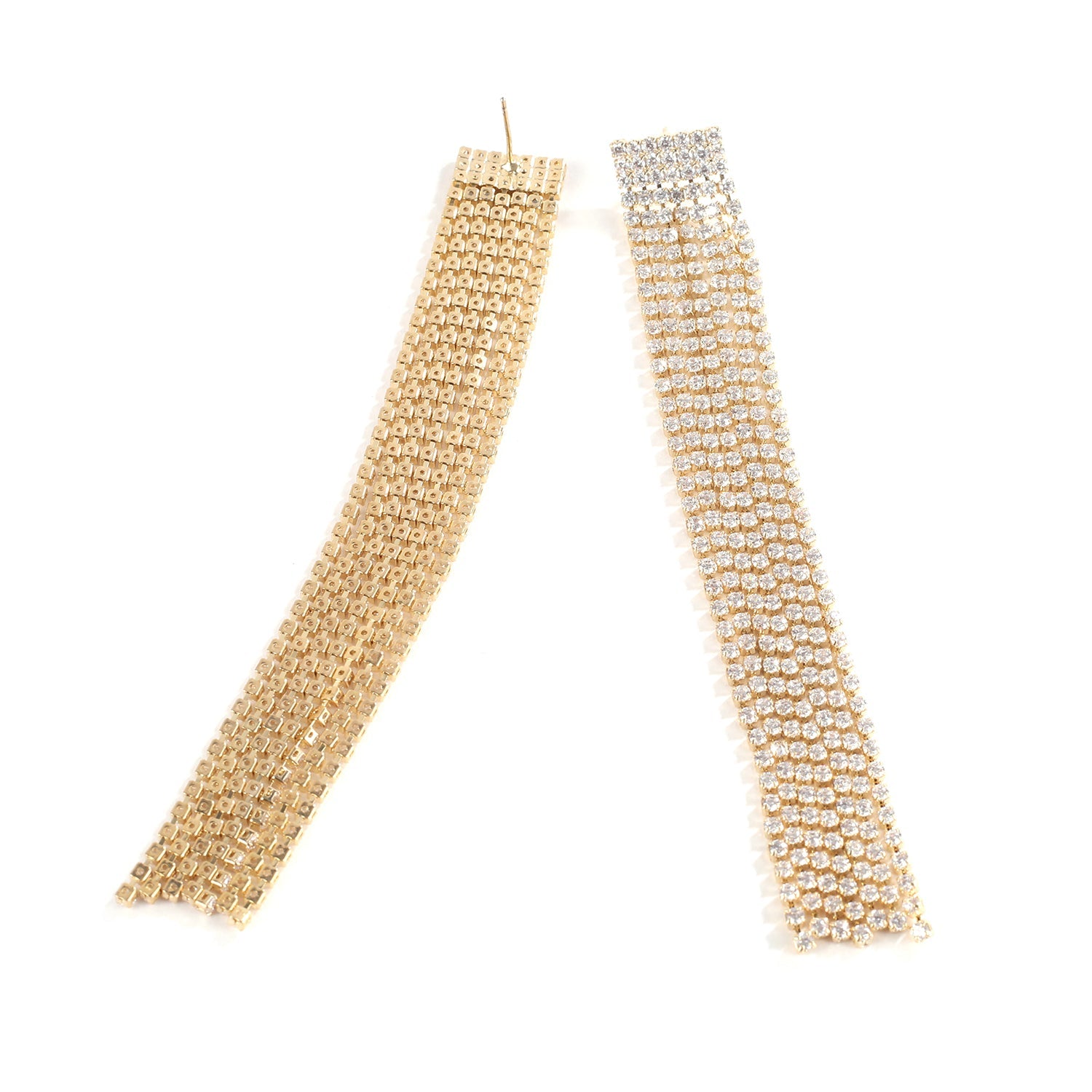 Gold and American Diamond Sparkling Shoulder Length Party Earrings