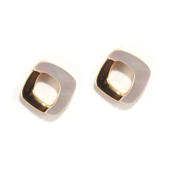 Gold and Silver Diamond Shaped Stud Earrings