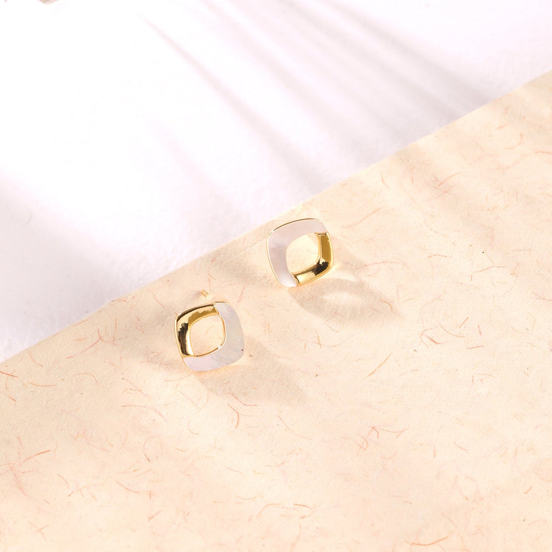 Gold and Silver Diamond Shaped Stud Earrings