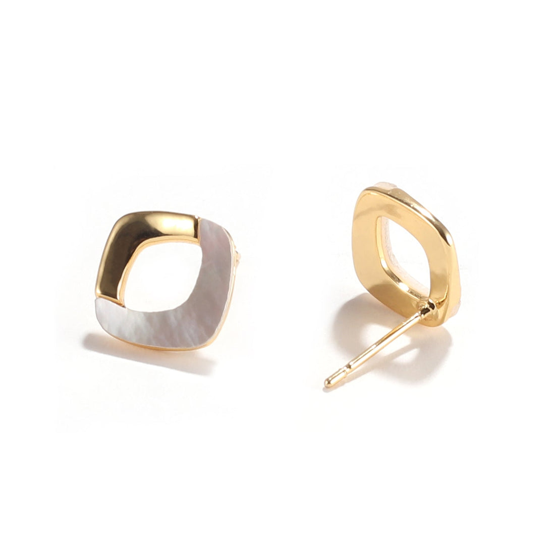 Gold and Silver Diamond Shaped Stud Earrings