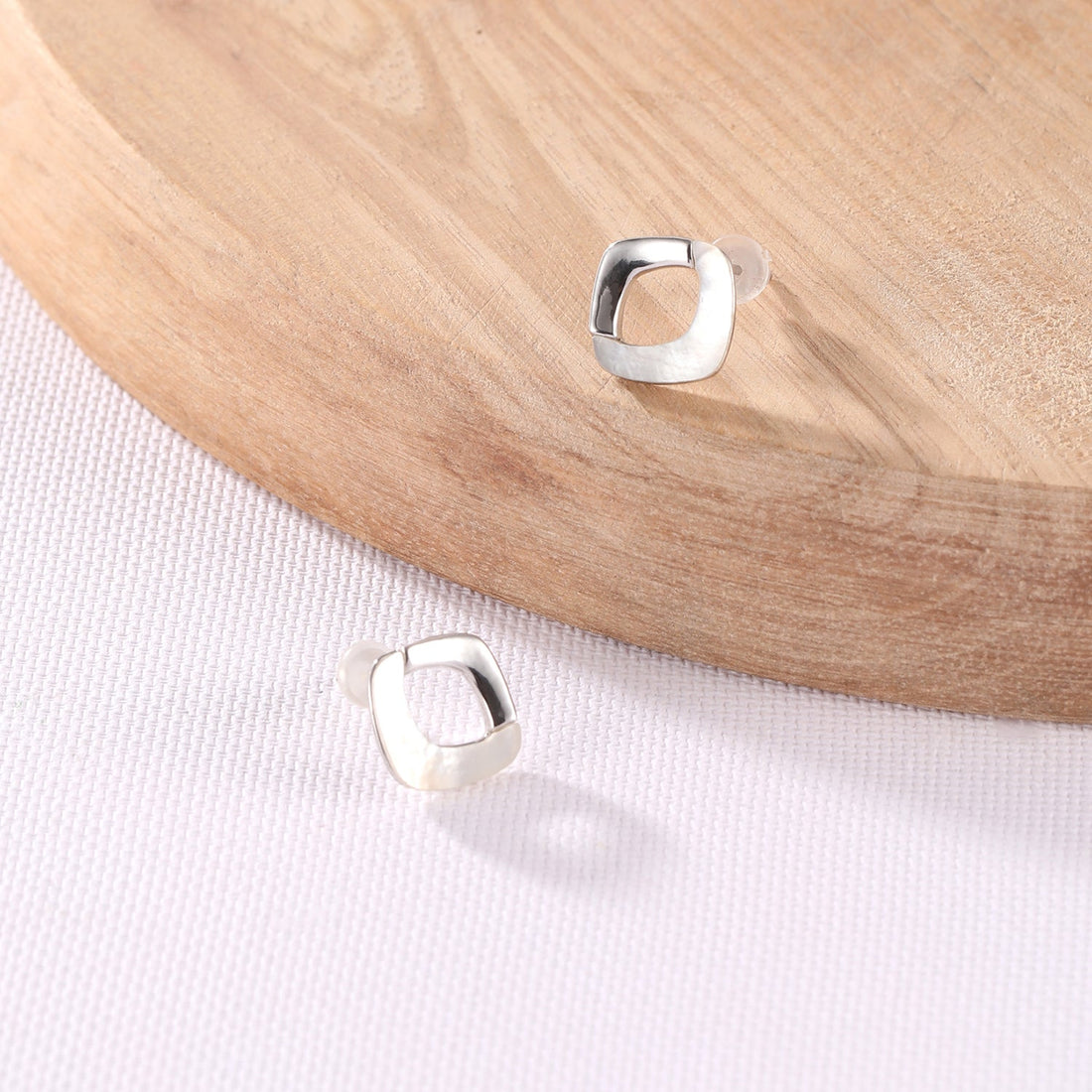 Gold and Silver Diamond Shaped Stud Earrings