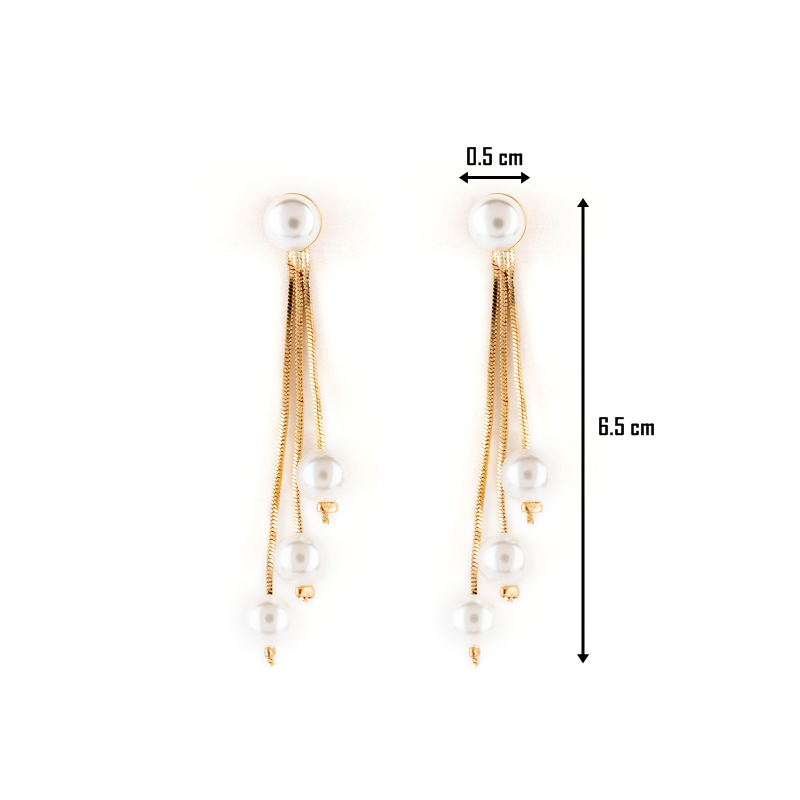 Gold and Silver Toned Pearl Drop Earrings