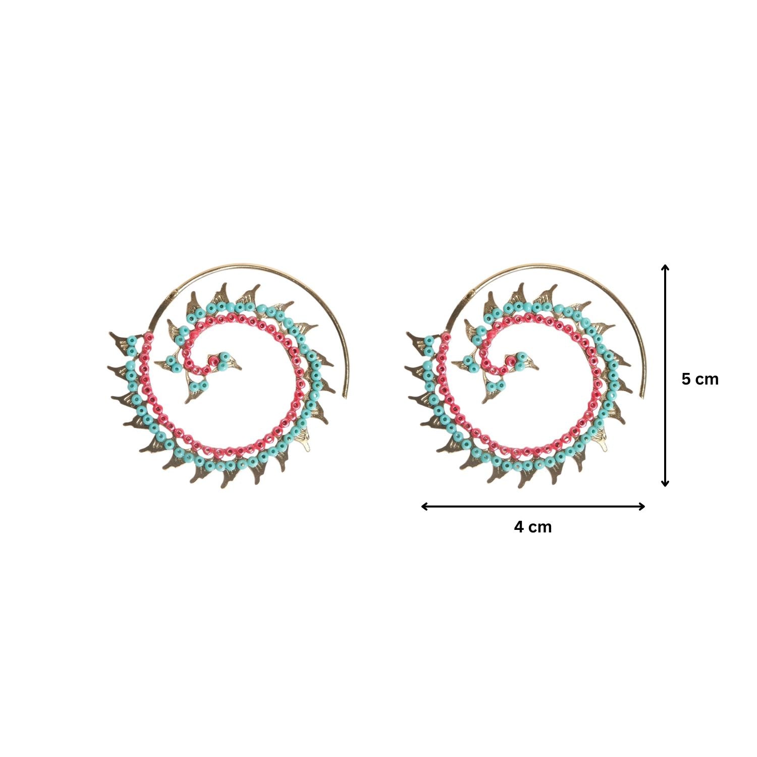 Golden Coral Spiral Bloom Earrings