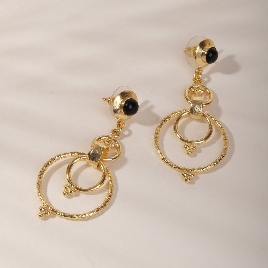 Golden Eclipse Gemstone Drop Earrings