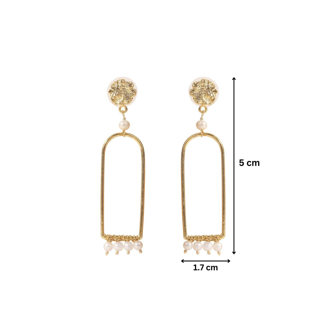 Golden Halo Pearl Dangler Earrings