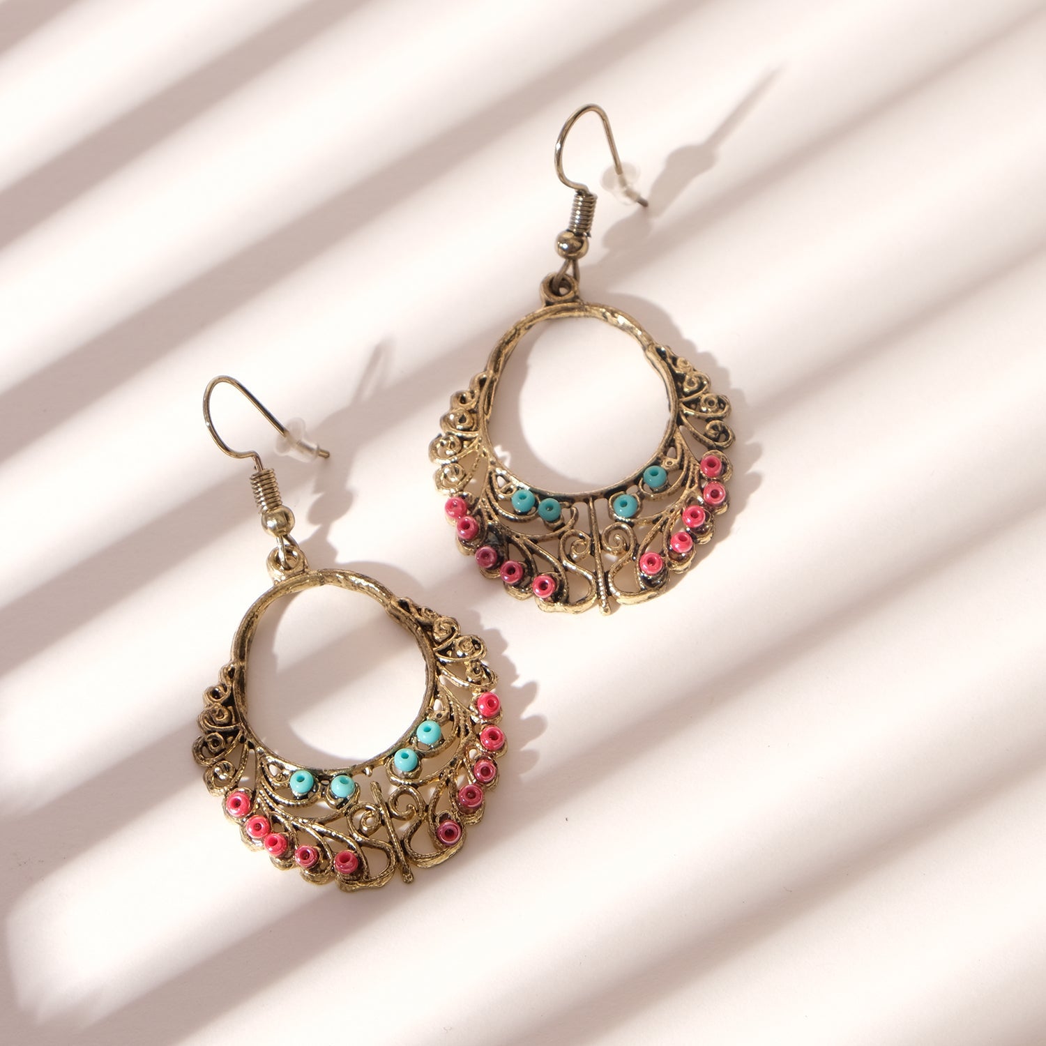 Golden Heritage Mosaic Fish Hook Earrings