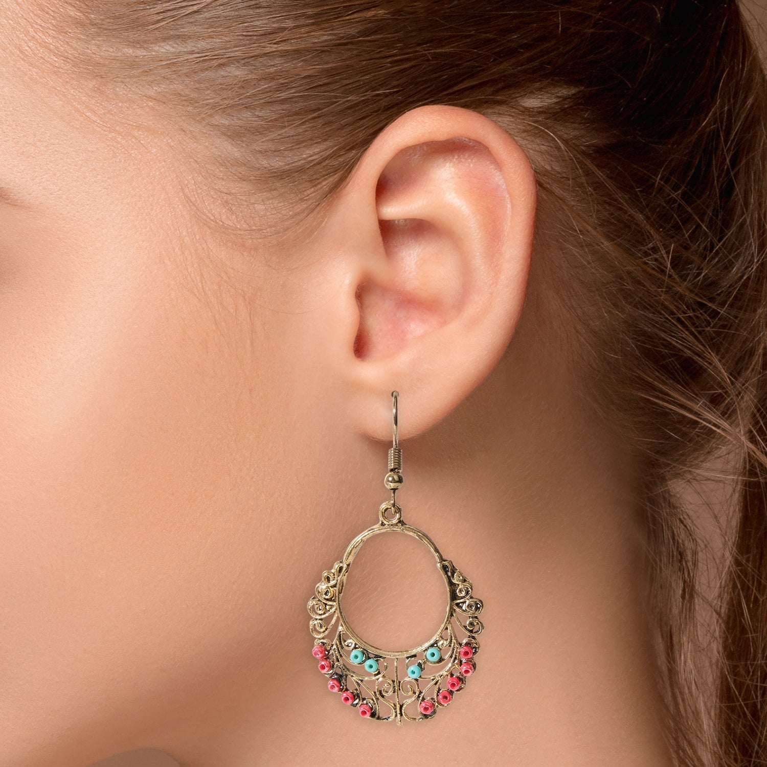 Golden Heritage Mosaic Fish Hook Earrings