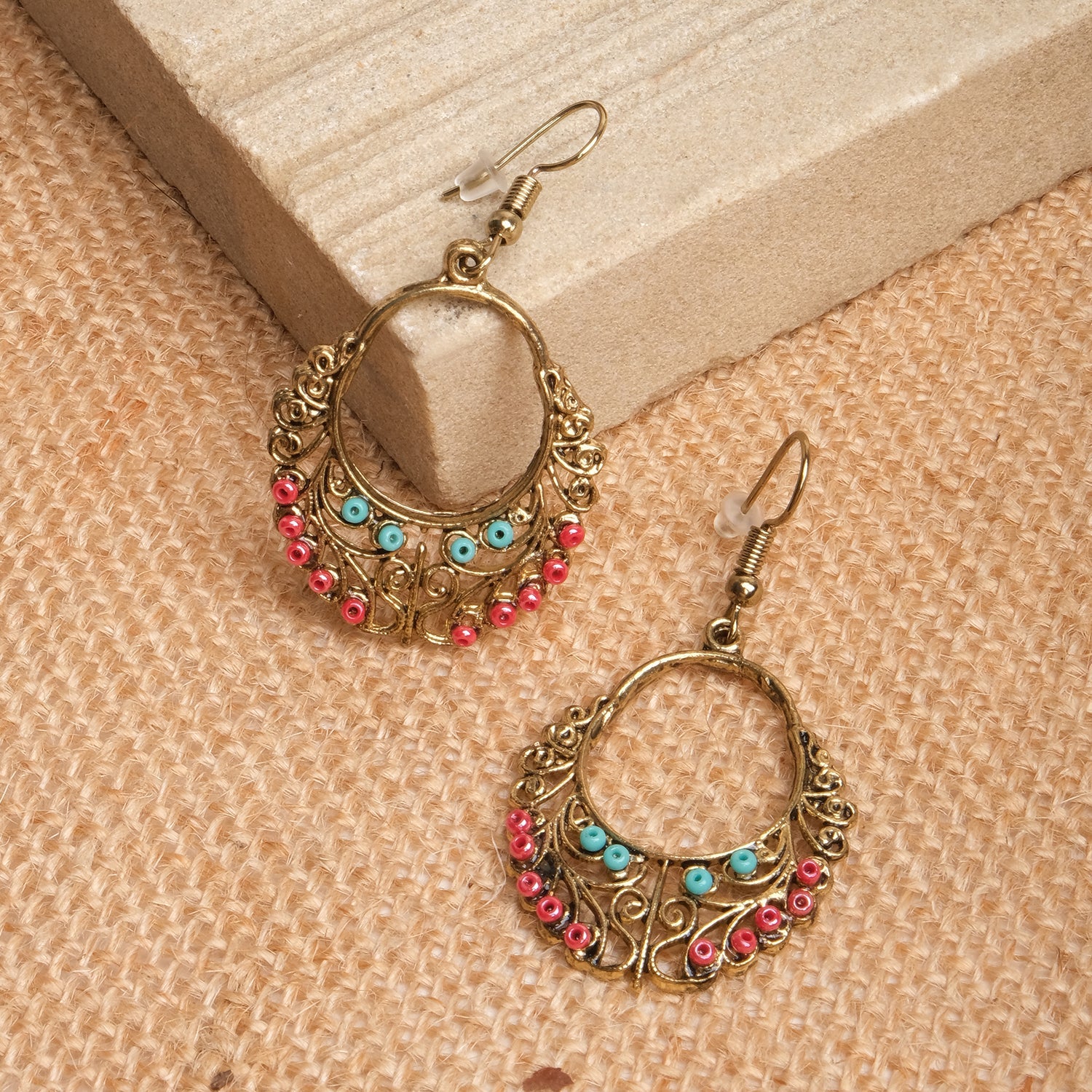 Golden Heritage Mosaic Fish Hook Earrings