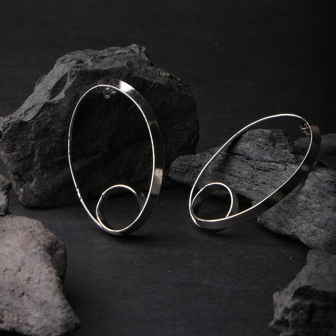 Grand Oval Twisted Silver Hoop Earrings