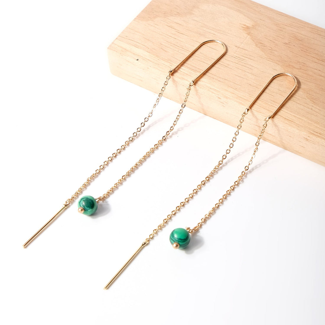 Green Cascade Chain Earrings