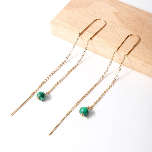 Green Cascade Chain Earrings