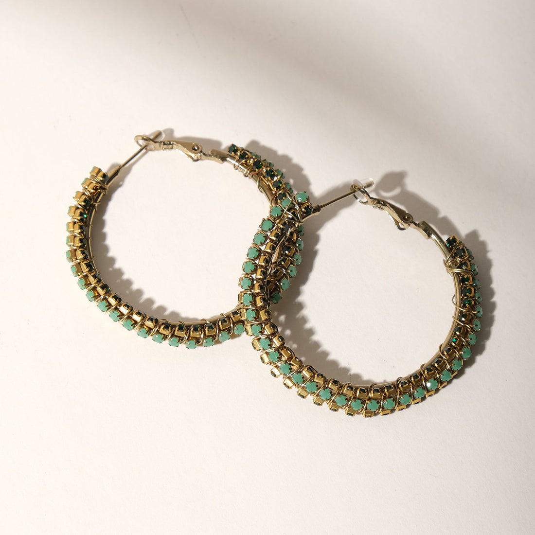 Green Gemstone Hoop Earrings