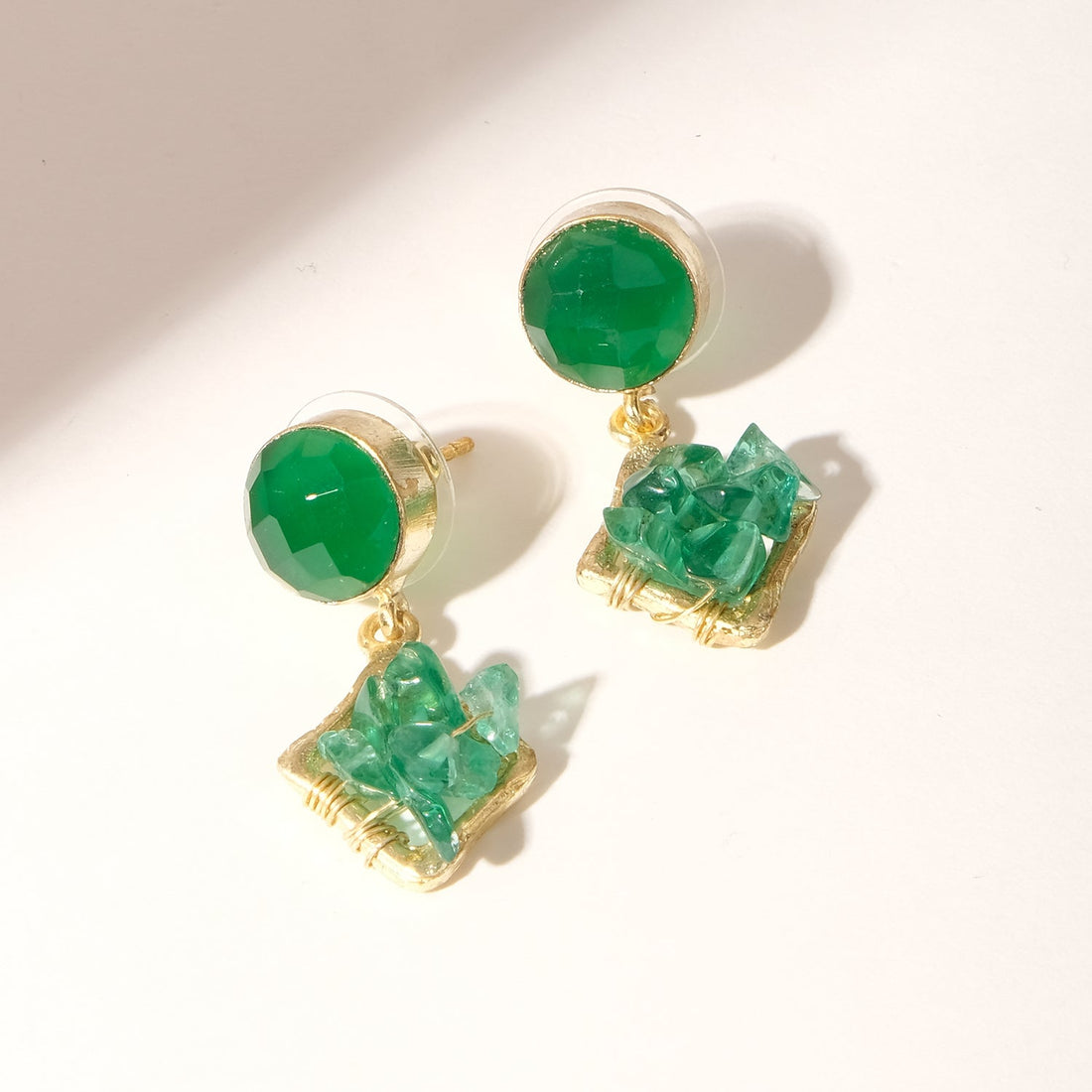 Green Jade Dangler Earrings