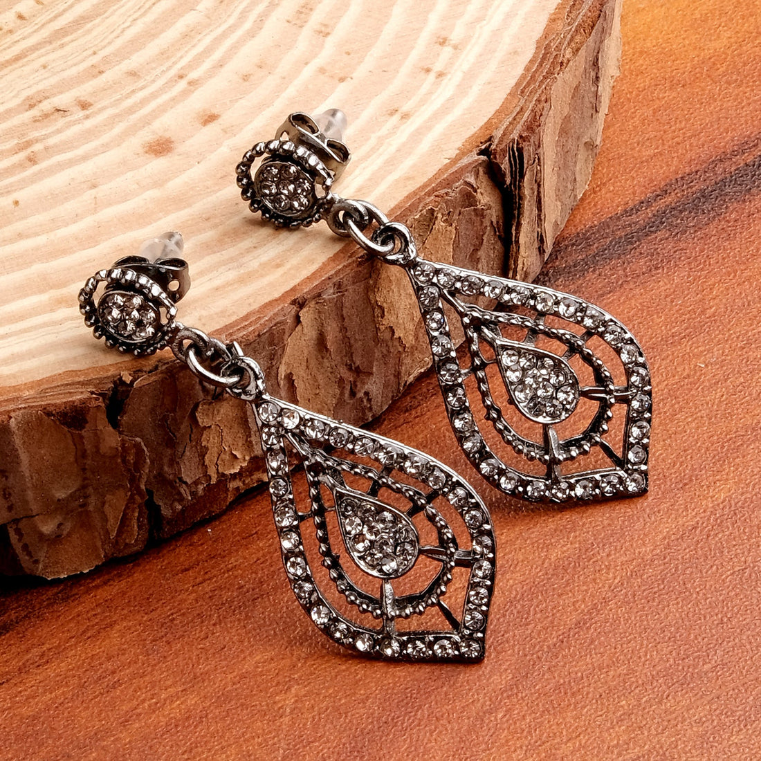 Gunmetal Blossom Earrings