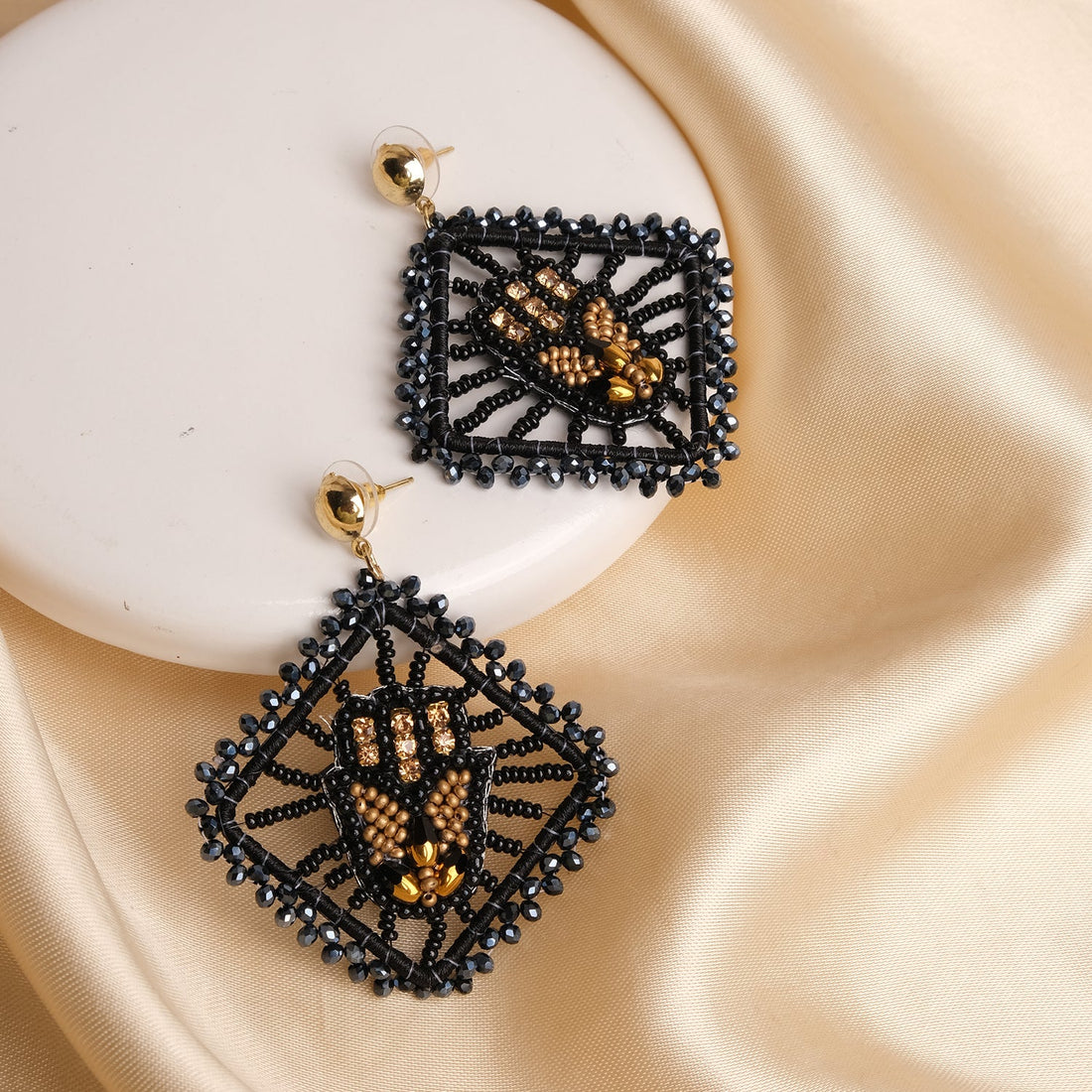 Hamsa Beads Statement Earrings