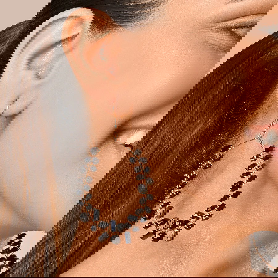 Hand Weaved Black Glass Crystal Earring