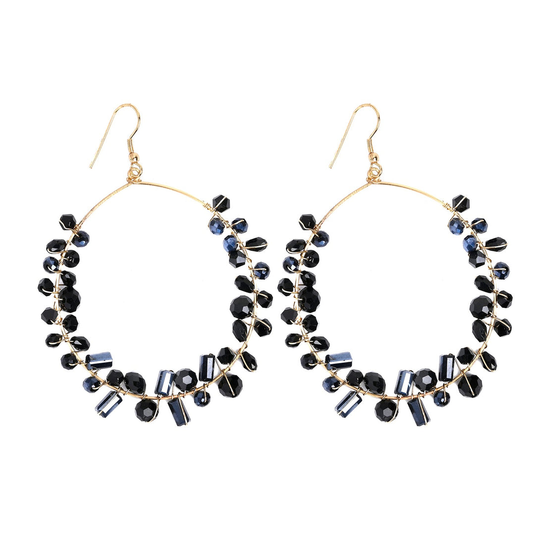 Hand Weaved Black Glass Crystal Earring