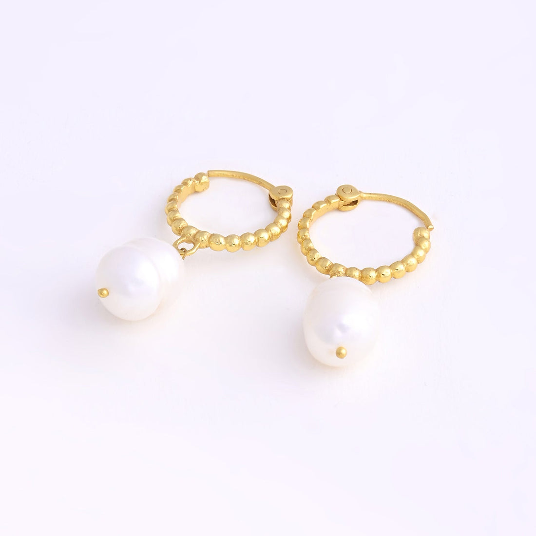 Huggie Pearl Drops Earrings