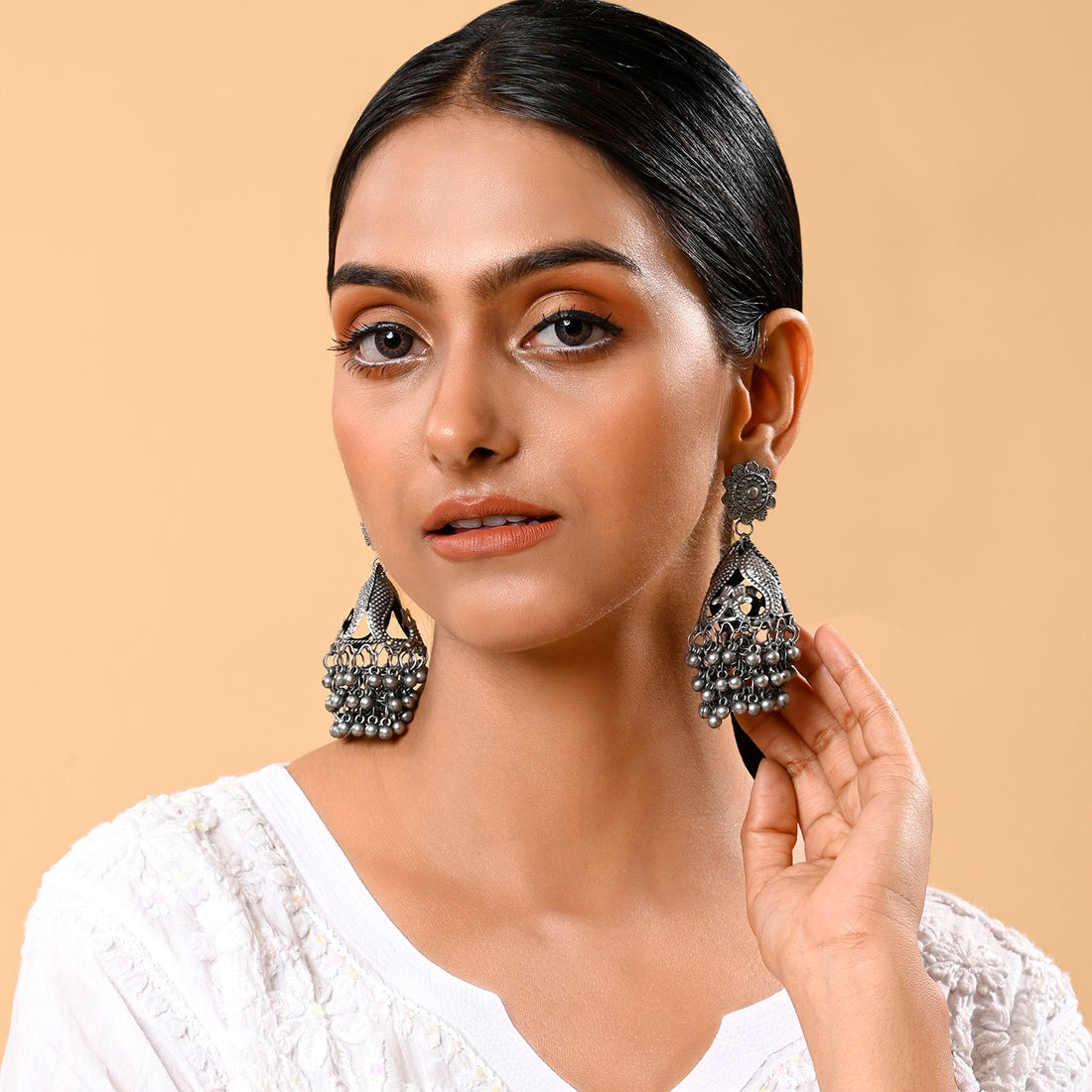 Indira Light weight Oxidised  Jhumka Earrings