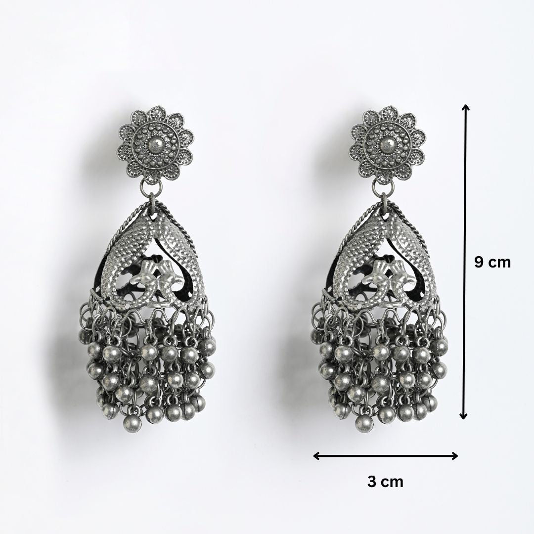 Indira Light weight Oxidised  Jhumka Earrings