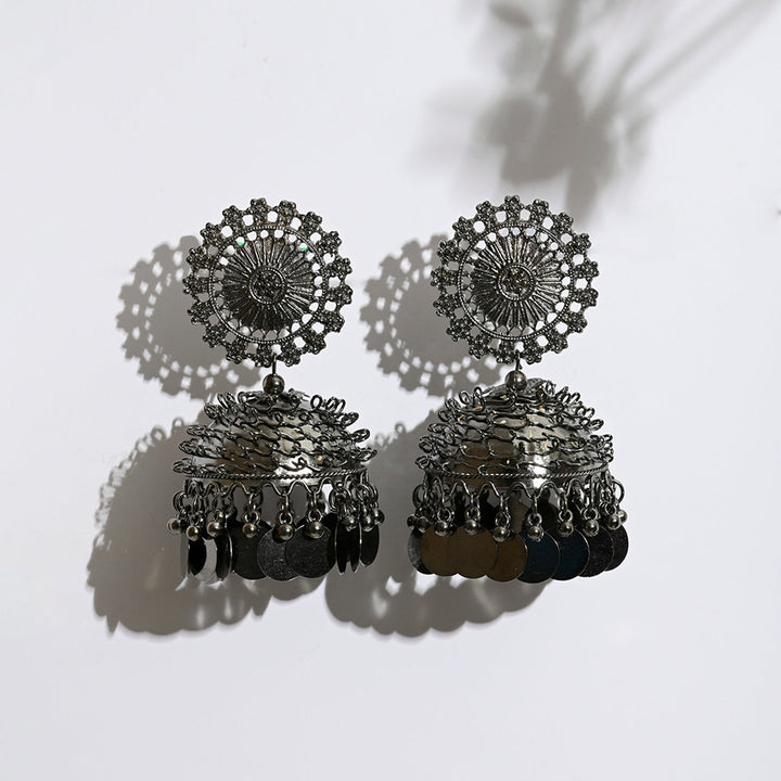 Ishani Light Weight Oxidised  Jhumka Earrings