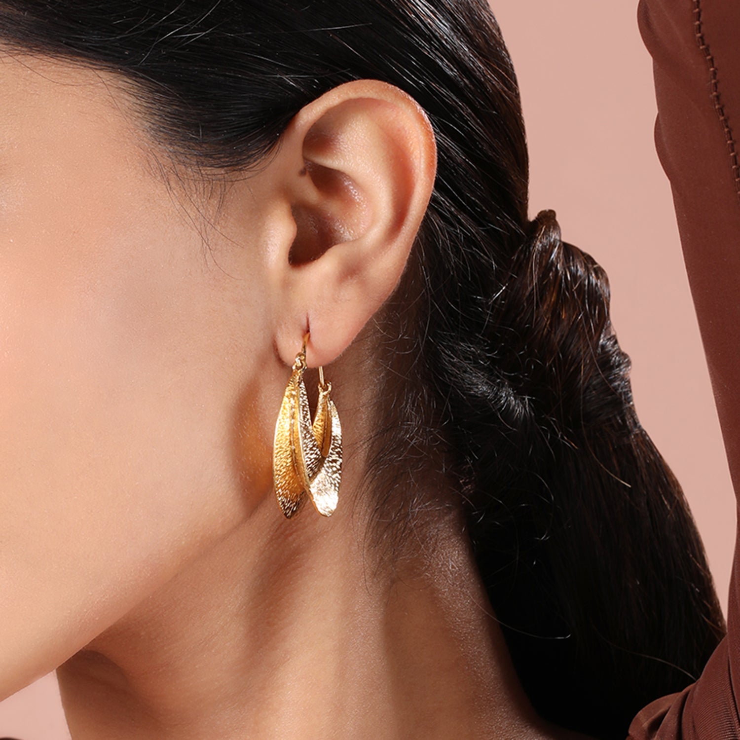 Large Textured Hoop Earrings