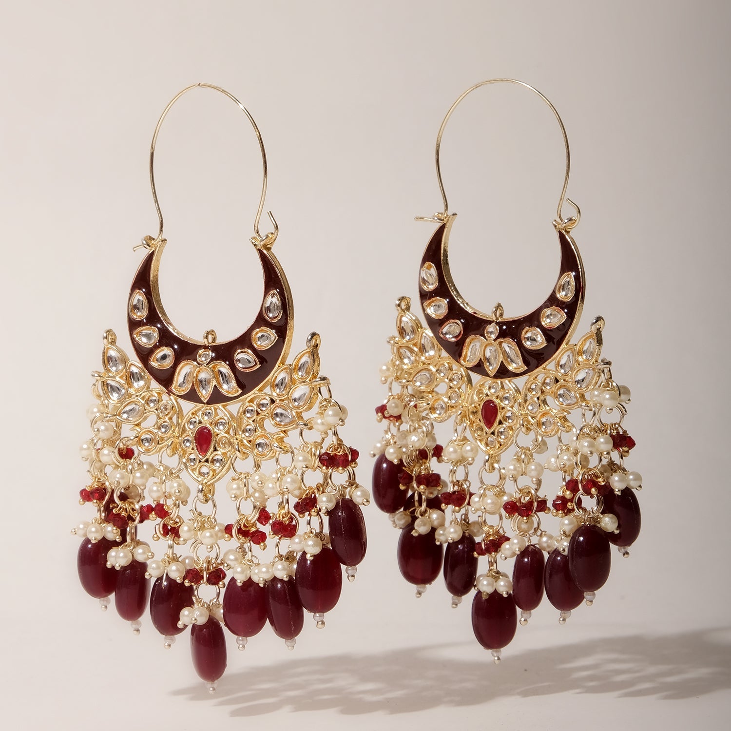 Lotus Beaded Chandbali Earrings