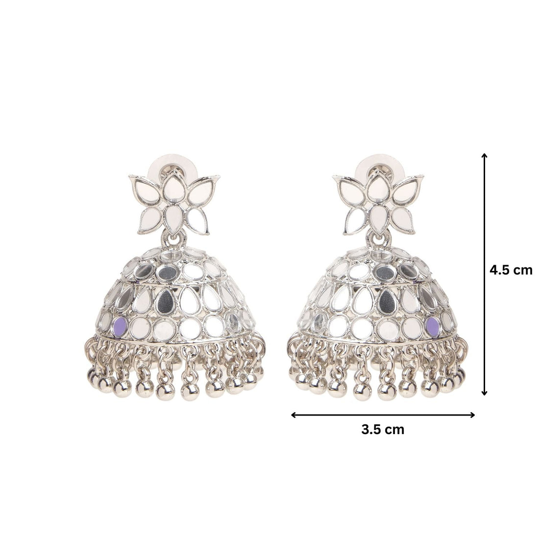 Lotus Mirror Lightweight Jhumka Earrings