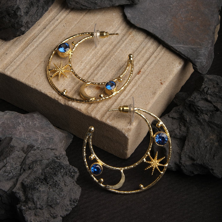 Lunar Blue Moon Hoop Earrings