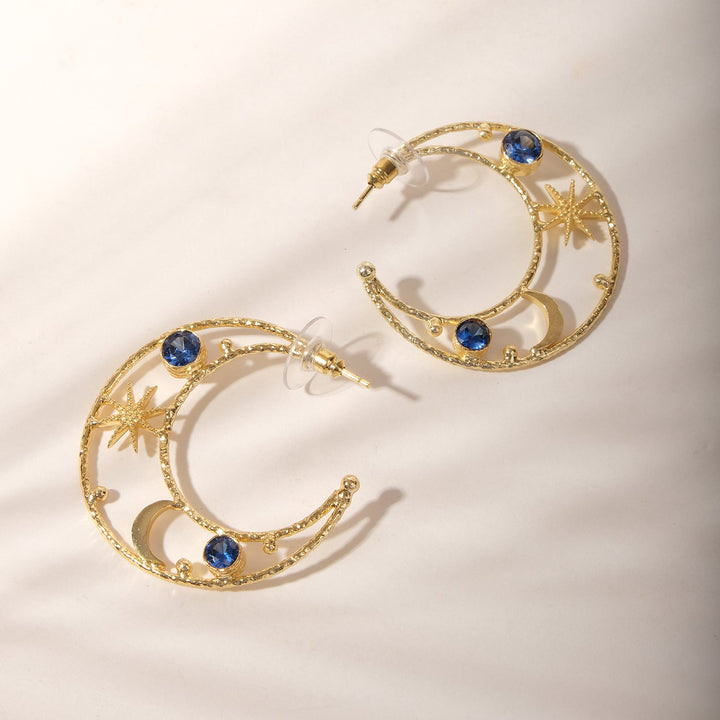 Lunar Blue Moon Hoop Earrings