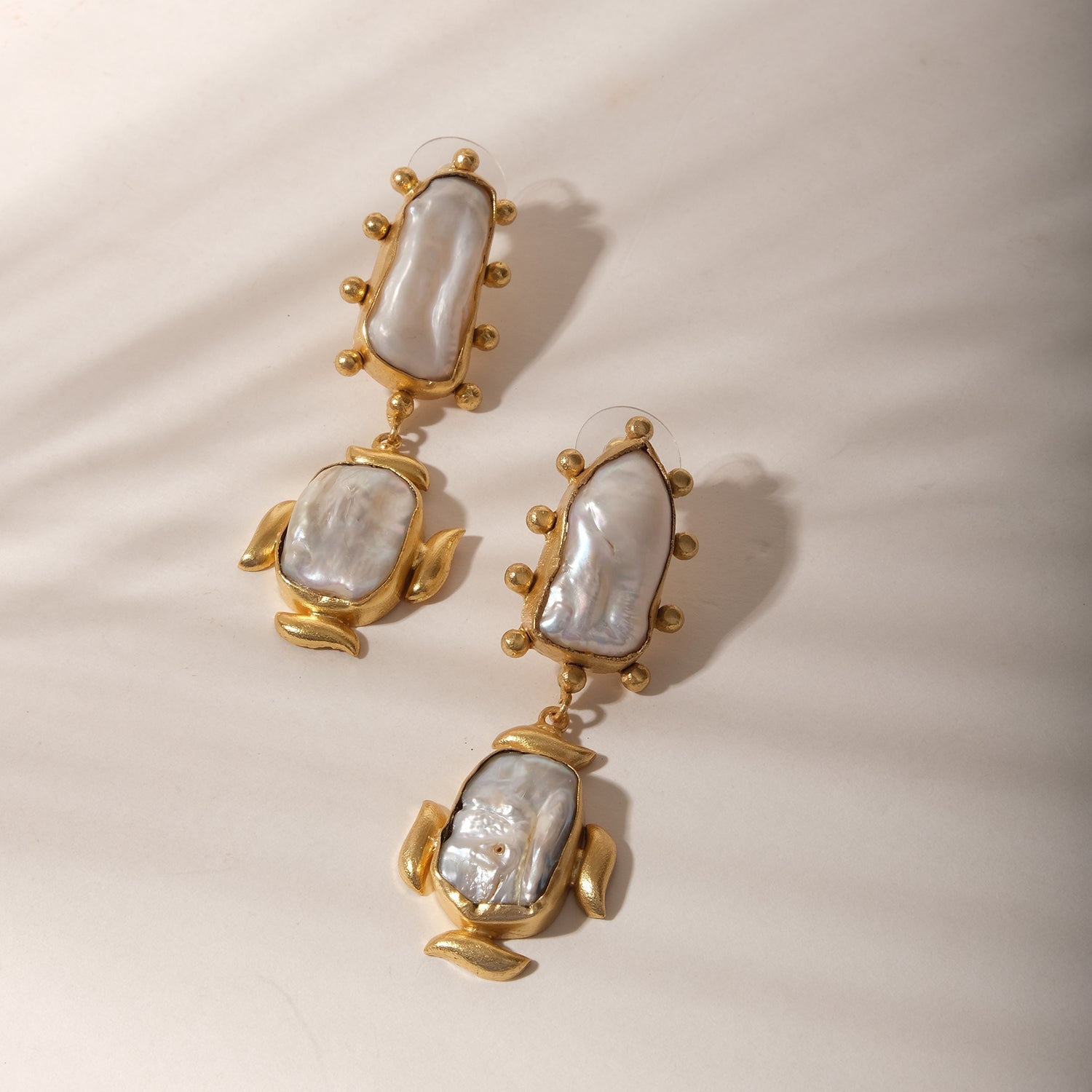 Luxe Gold Baroque Pearl Luster Earrings