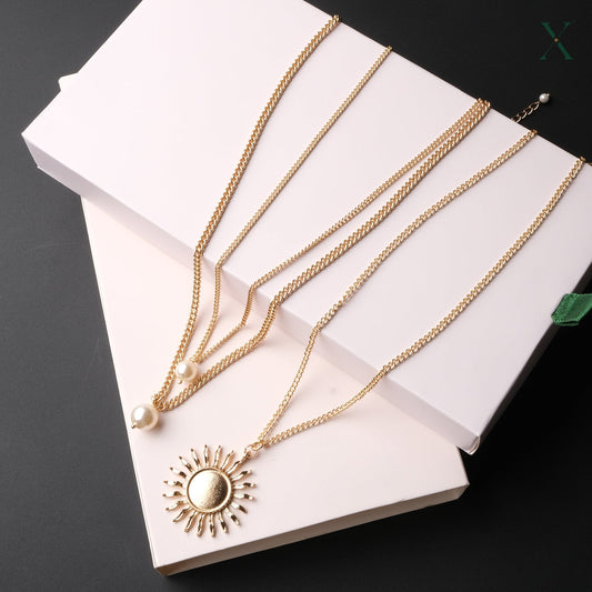 Luxury Trending Gold Polish Modern Necklace Set Of 2